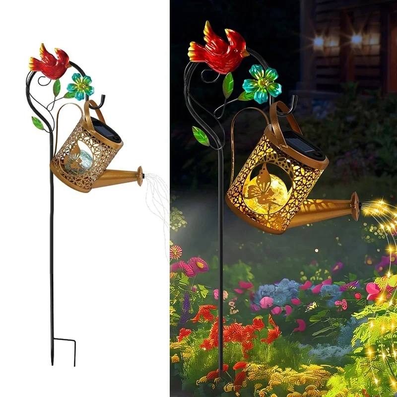 SM25362 PP Plastic Solar Bird and Watering Can Animal Shape Waterfall Chandelier_6