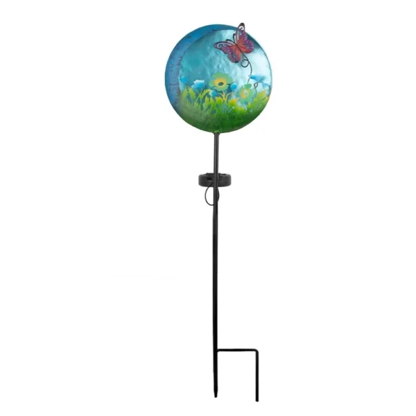 SM25363 Solar Stake Light with Butterfly Animal Decor, Plastic PP Metal Iron