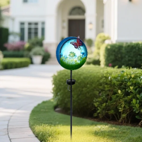 SM25363 Solar Stake Light with Butterfly Animal Decor, Plastic PP Metal Iron_4