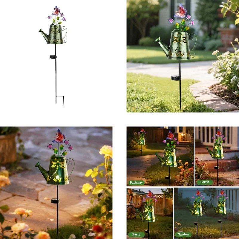 SM25365 Plastic PP Solar Metal Iron Watering Can with Insect Stake Light_11