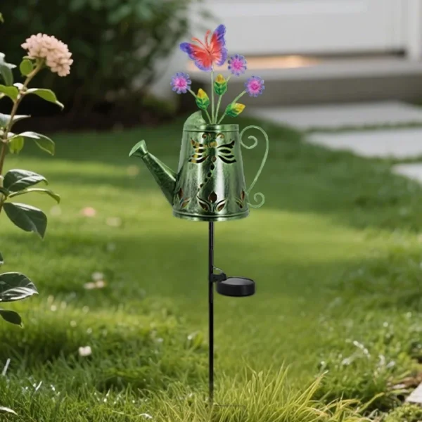 SM25365 Plastic PP Solar Metal Iron Watering Can with Insect Stake Light_4
