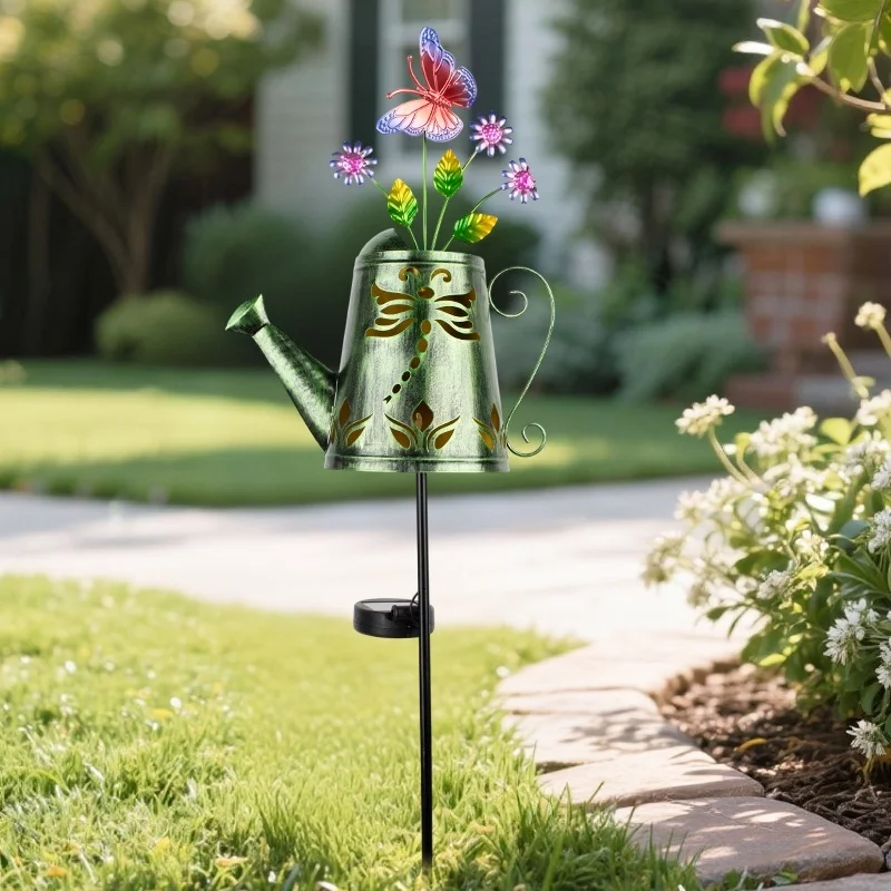 SM25365 Plastic PP Solar Metal Iron Watering Can with Insect Stake Light_8