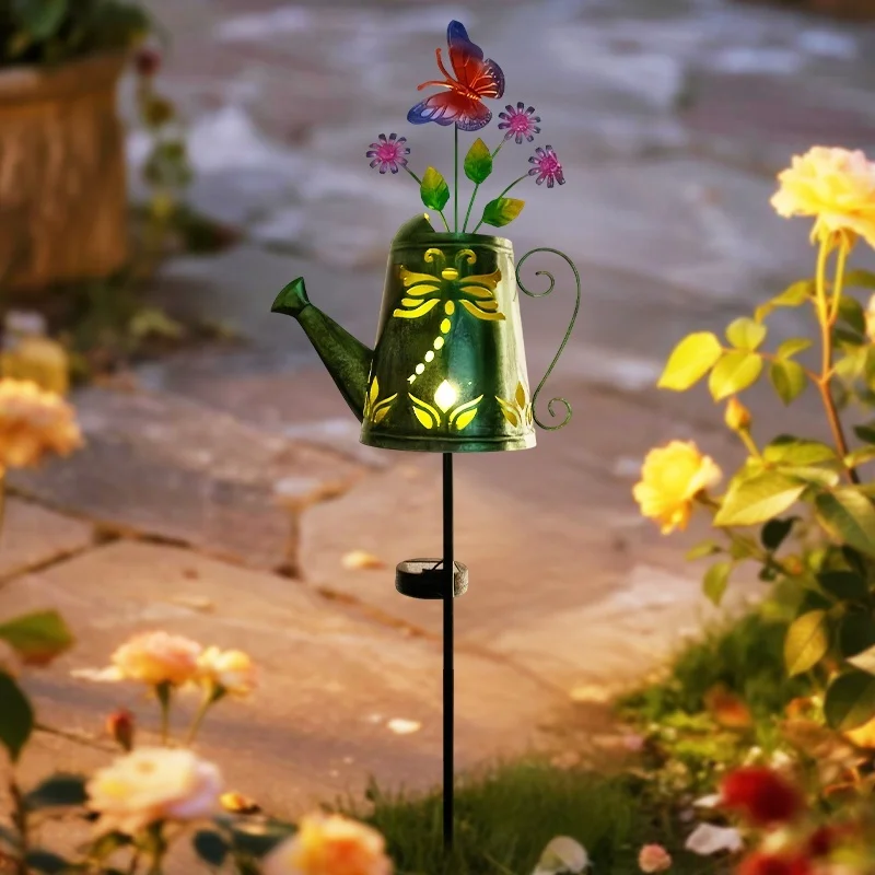 SM25365 Plastic PP Solar Metal Iron Watering Can with Insect Stake Light_9