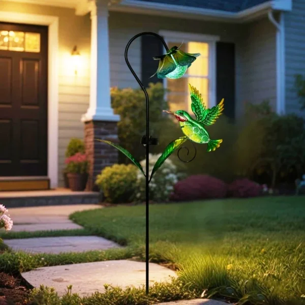 SM25368 Solar Stake Light - Metal Iron Hummingbird Bird Animal_2