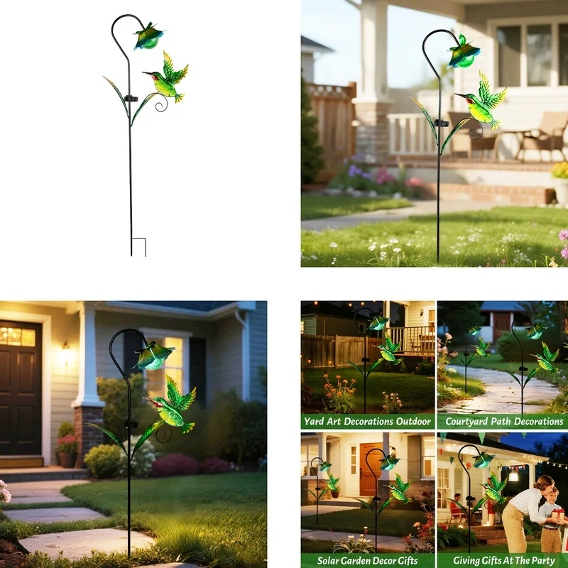 SM25368 Solar Stake Light - Metal Iron Hummingbird Bird Animal_4