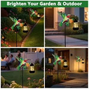 SM25369 Solar Lantern Hanging Light - Plastic PP & Metal Iron Hummingbird Bird Animal