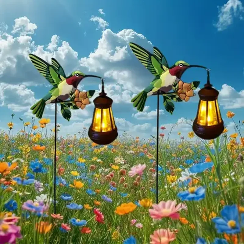 SM25369 Solar Lantern Hanging Light - Plastic PP & Metal Iron Hummingbird Bird Animal_2