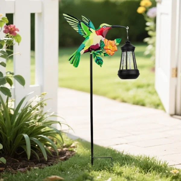 SM25369 Solar Lantern Hanging Light - Plastic PP & Metal Iron Hummingbird Bird Animal_3