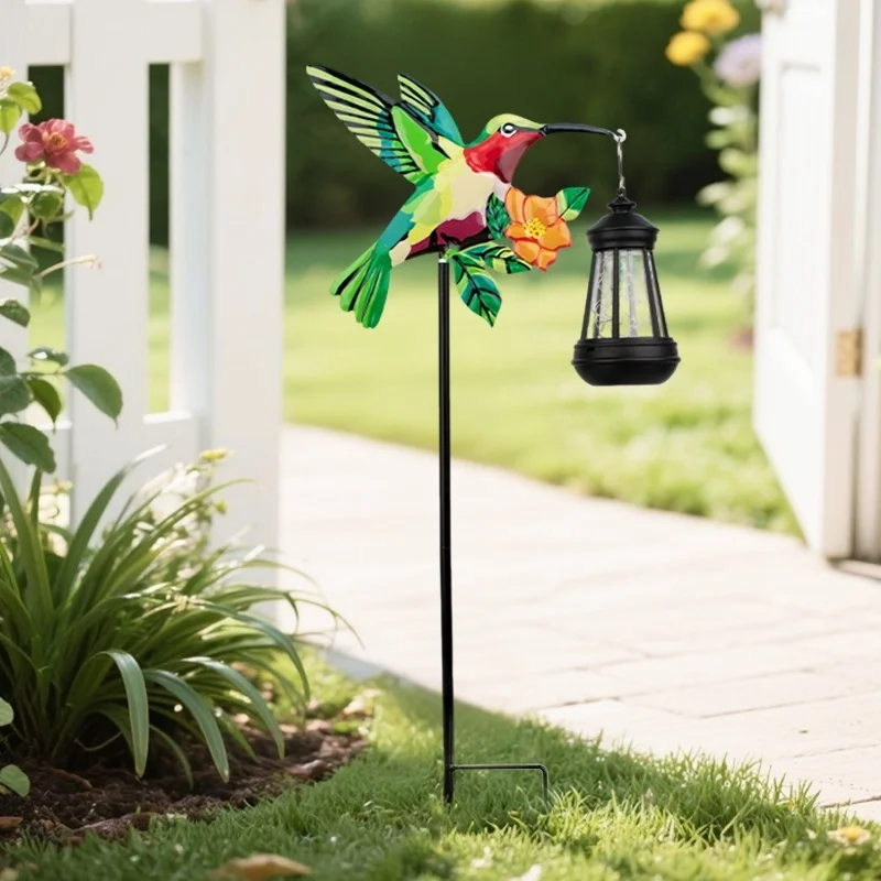 SM25369 Solar Lantern Hanging Light - Plastic PP & Metal Iron Hummingbird Bird Animal_3