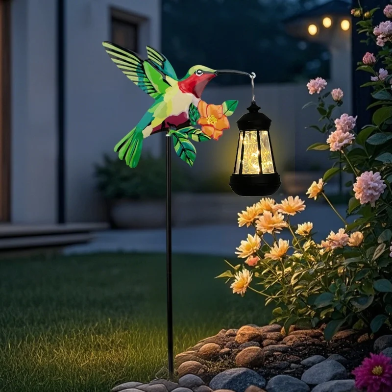 SM25369 Solar Lantern Hanging Light - Plastic PP & Metal Iron Hummingbird Bird Animal_4
