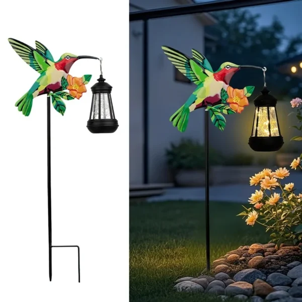 SM25369 Solar Lantern Hanging Light - Plastic PP & Metal Iron Hummingbird Bird Animal_7