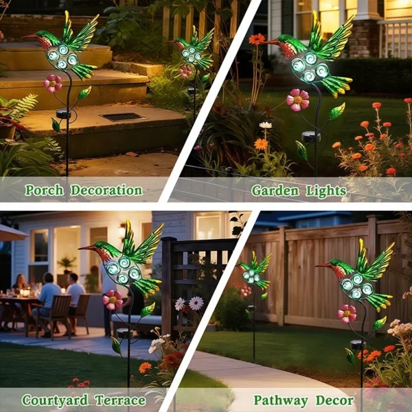 SM25370 Solar Stake Light - Plastic PP Metal Iron Hummingbird Bird Animal_2