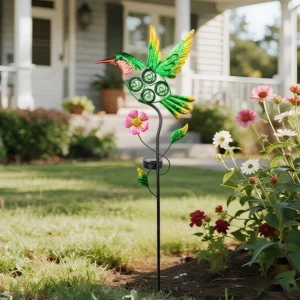 SM25370 Solar Stake Light - Plastic PP Metal Iron Hummingbird Bird Animal_3