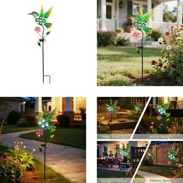 SM25370 Solar Stake Light - Plastic PP Metal Iron Hummingbird Bird Animal_4