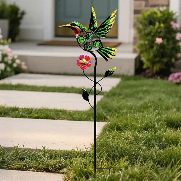 SM25370 Solar Stake Light - Plastic PP Metal Iron Hummingbird Bird Animal_6
