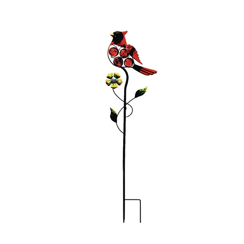 SM25371 Solar Stake Light - Plastic PP Metal Iron Cardinal Bird Animal