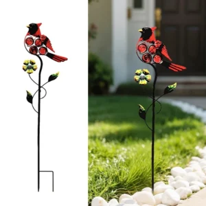 SM25371 Solar Stake Light - Plastic PP Metal Iron Cardinal Bird Animal_3