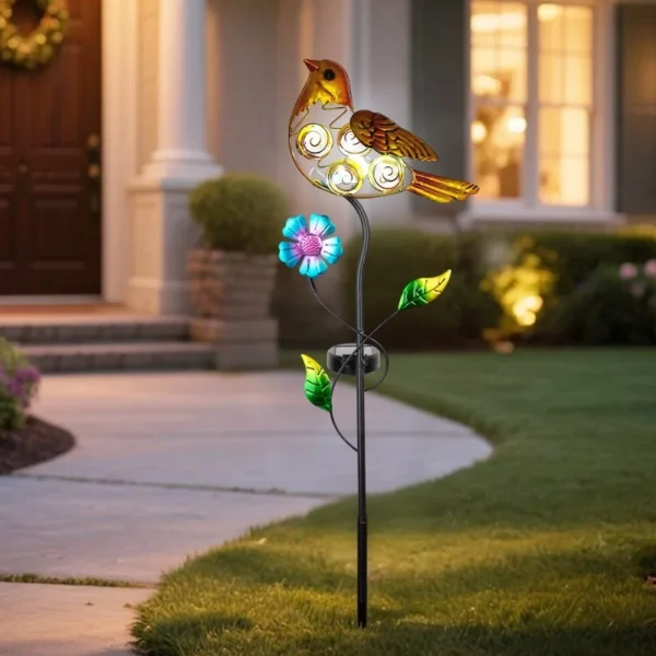 SM25372 Yellow Bird Solar Stake Light, Plastic PP Metal Iron Animal