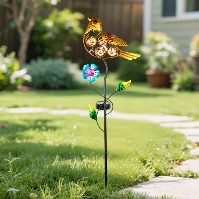 SM25372 Yellow Bird Solar Stake Light, Plastic PP Metal Iron Animal_4