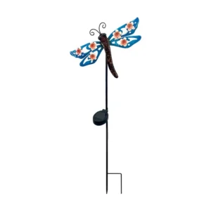 SM25374 Dragonfly with Flower Decor Solar Stake Light - Plastic PP & Metal Iron Animal_3