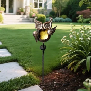 SM25376 Solar Stake Light - Plastic PP Metal Iron Owl Bird Animal_2