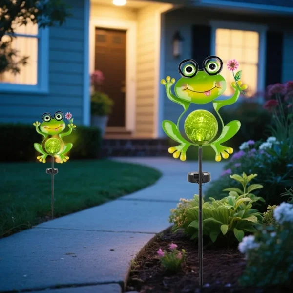 SM25378 Frog Solar Stake Light - Plastic PP Metal Iron Animal_1