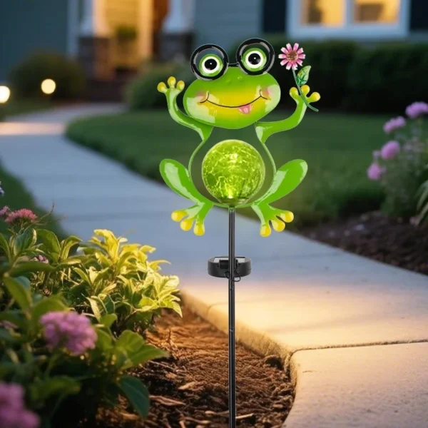 SM25378 Frog Solar Stake Light - Plastic PP Metal Iron Animal_4