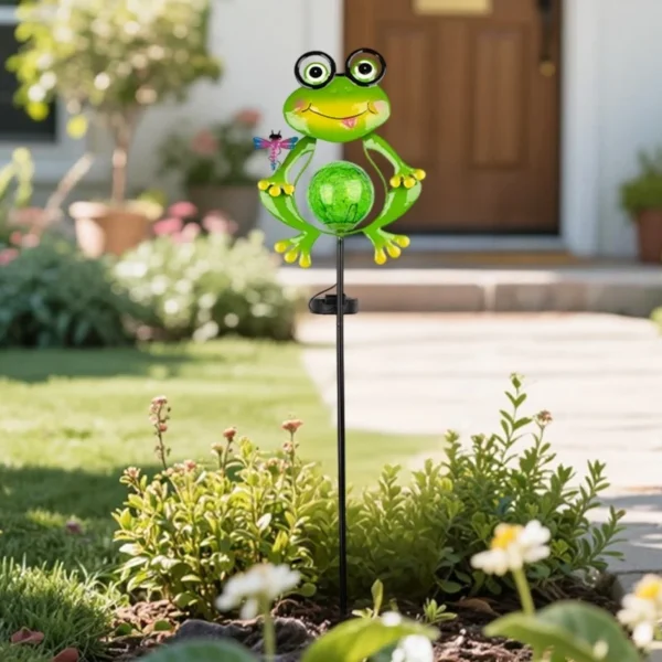 SM25378 Frog Solar Stake Light - Plastic PP Metal Iron Animal_6