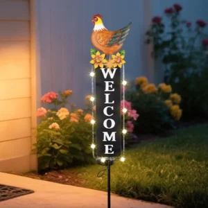 SM25379 Solar Stake Light with Welcome Sign - Plastic PP and Metal Rooster Decoration_2