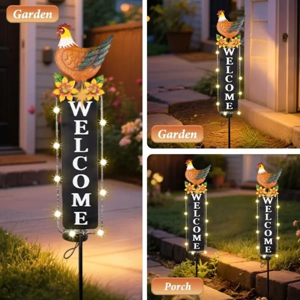 SM25379 Solar Stake Light with Welcome Sign - Plastic PP and Metal Rooster Decoration_3