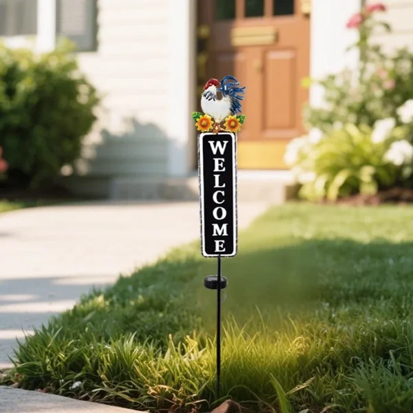 SM25379 Solar Stake Light with Welcome Sign - Plastic PP and Metal Rooster Decoration_5