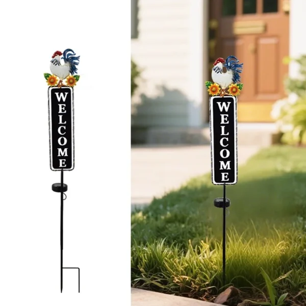SM25379 Solar Stake Light with Welcome Sign - Plastic PP and Metal Rooster Decoration_6