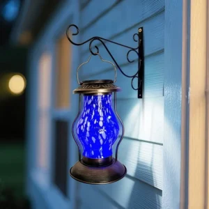 SM25381 Glass and Metal Iron Solar Hanging Lantern Light_2