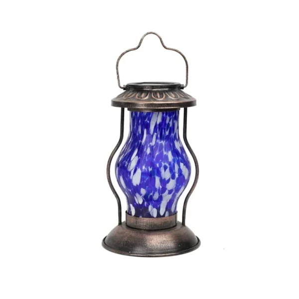 SM25381 Glass and Metal Iron Solar Hanging Lantern Light_4