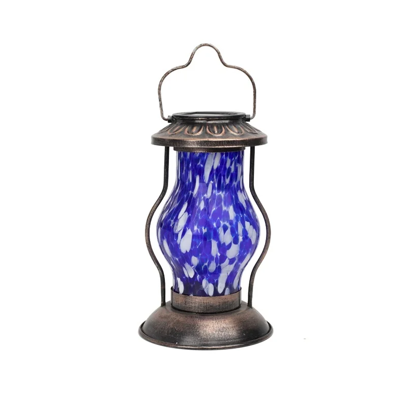 SM25381 Glass and Metal Iron Solar Hanging Lantern Light_4
