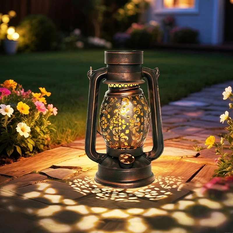 SM25383 - Vintage Solar Hanging Lantern - Plastic, PP, Metal, Iron