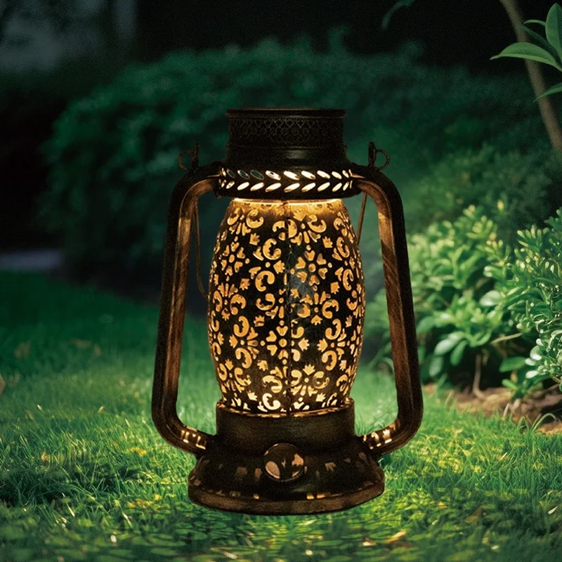 SM25384 Vintage Solar Hanging Lantern, Small Silver Plastic PP & Metal Iron, Modern Design with Stand_4