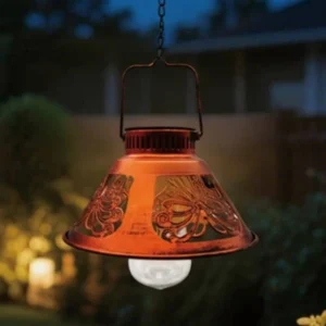 SM25385 Metal Iron Solar Hanging Light with Butterfly Pattern Decor