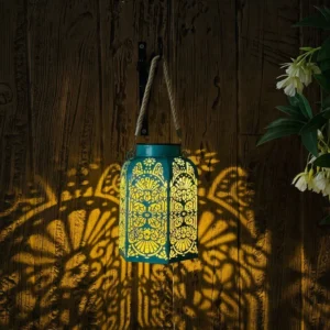 SM25386 Metal Iron Hollow-Out Projection Decoration Solar Hanging Lantern