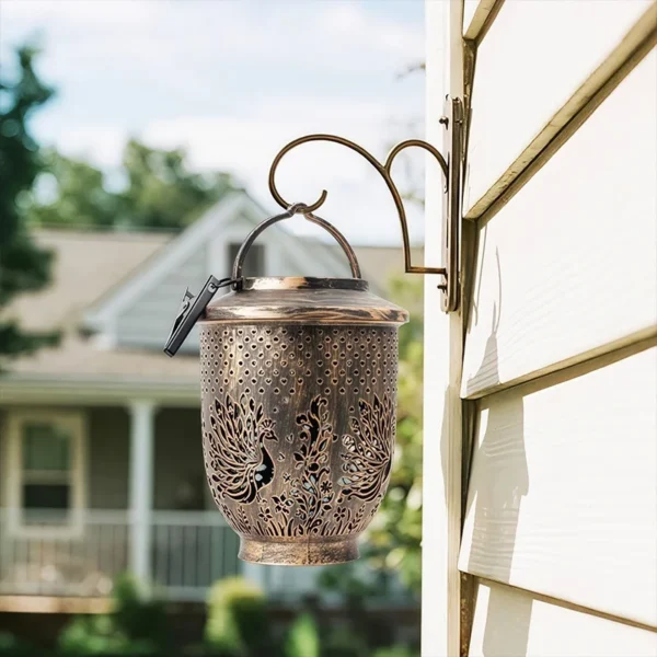 SM25388B Plastic PP Peacock Hanging Solar Lantern Bird Animal