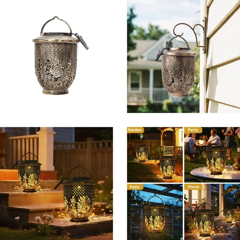 SM25388B Plastic PP Peacock Hanging Solar Lantern Bird Animal_6