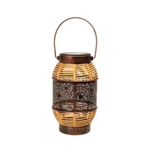 SM25390 Hollow-out Plastic PP Solar Rattan Hanging Lantern