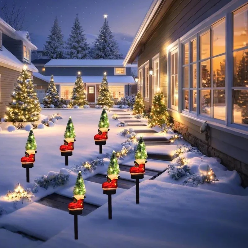 SM25391 Christmas Tree Resin Statue Solar Stake Light_2