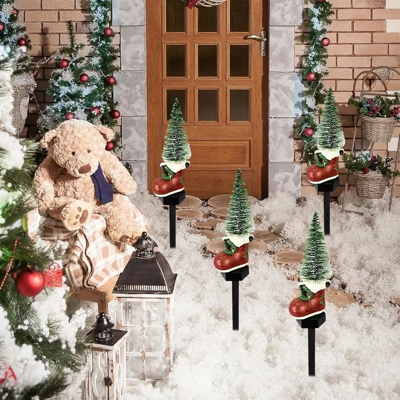 SM25391 Christmas Tree Resin Statue Solar Stake Light_3