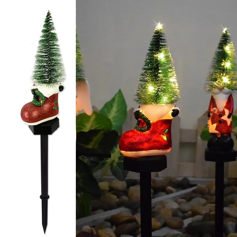 SM25391 Christmas Tree Resin Statue Solar Stake Light_4
