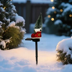 SM25391 Christmas Tree Resin Statue Solar Stake Light_7