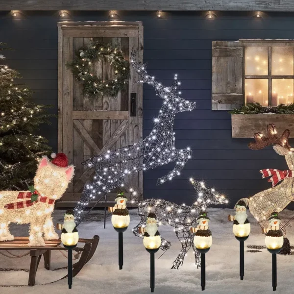 SM25393 Christmas Snowman Globe Resin Statue Solar Stake Light_13