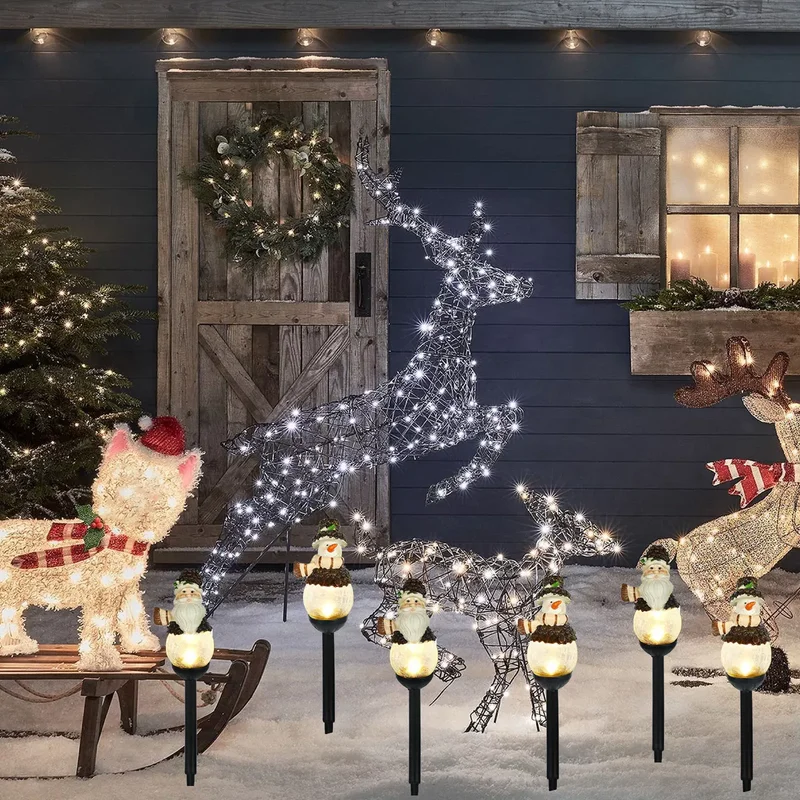 SM25393 Christmas Snowman Globe Resin Statue Solar Stake Light_13