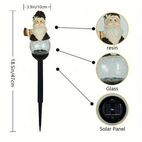 SM25393 Christmas Snowman Globe Resin Statue Solar Stake Light_17