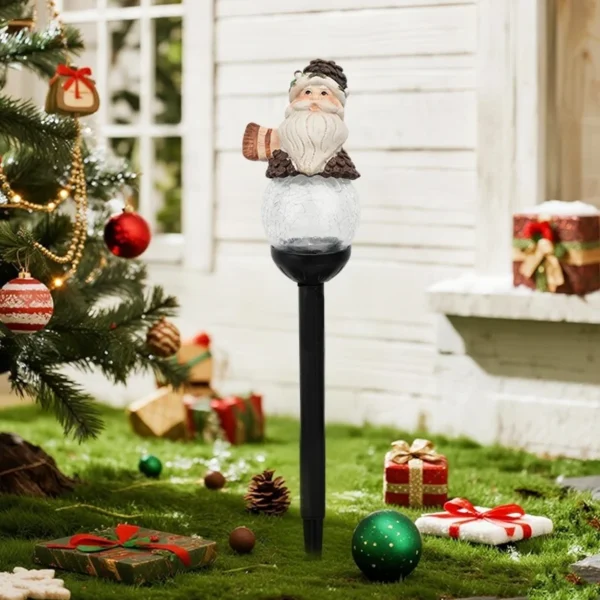 SM25393 Christmas Snowman Globe Resin Statue Solar Stake Light_4